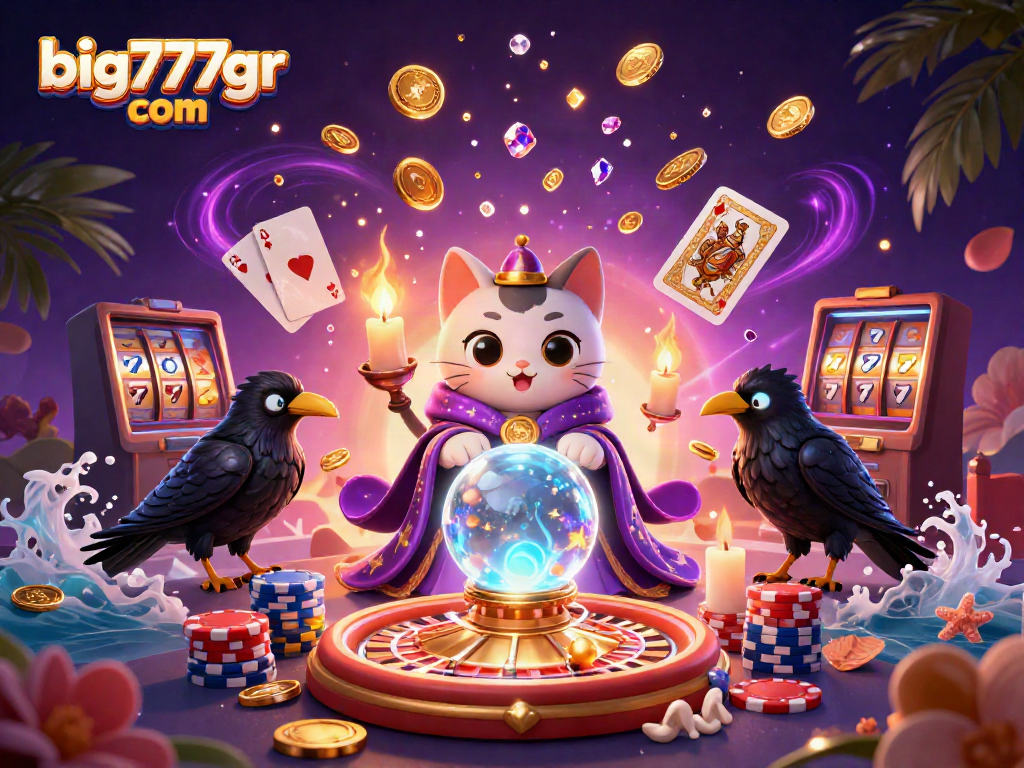 Spin reels and win in a vibrant 3D scene representing big777gr com casino gaming atmosphere.