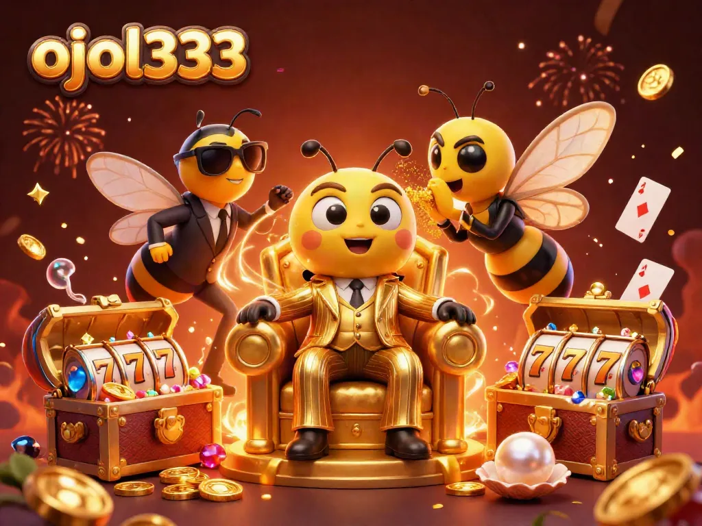 Engage with ojol333's thrilling slot adventure featuring a cartoon bumblebee mob boss amidst dynamic casino elements.