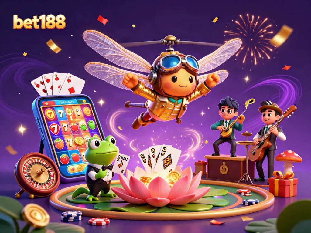 Engage in fun casino action with bet188, featuring colorful slot games and dynamic gambling elements.