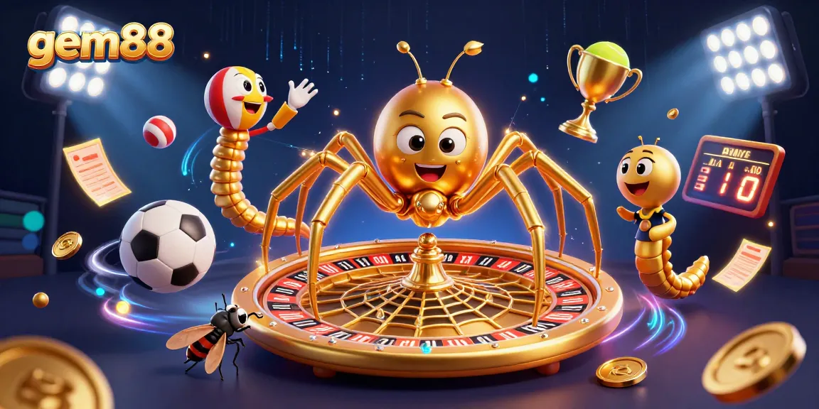 Experience the excitement of gem88 with a thrilling roulette wheel scene featuring unique 3D characters and dynamic elements.
