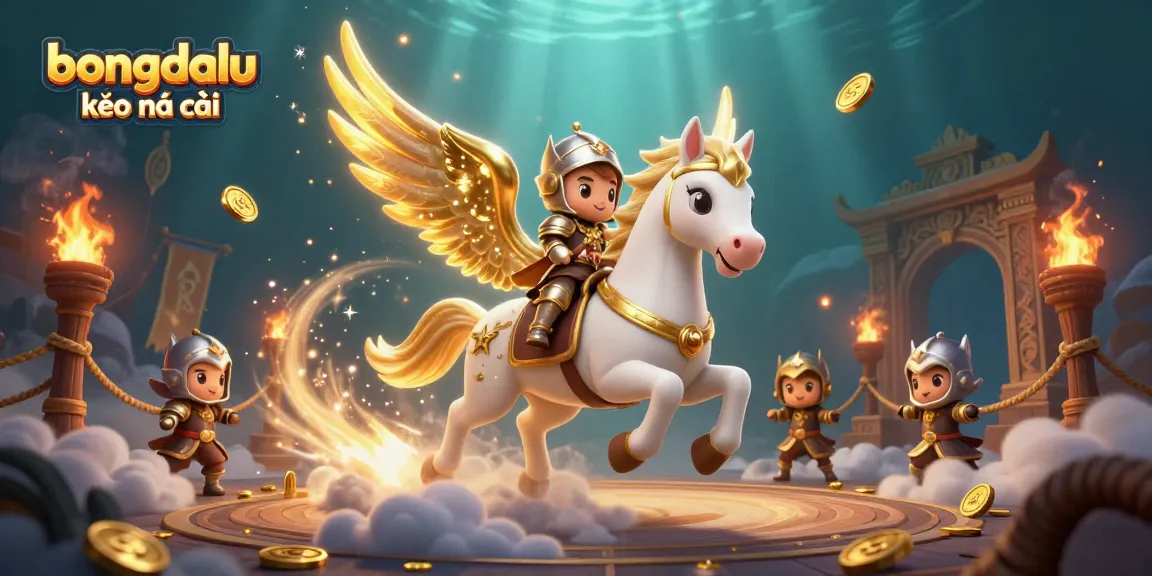 Engage in thrilling action with bongdalu kèo nhà cái, showcasing a fantasy scene of a winged horse and knight.