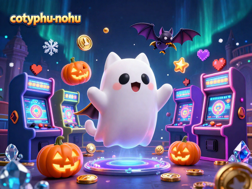 Cotphu-nohu presents an action-packed scene with ghostly characters and casino elements, perfect for game enthusiasts.