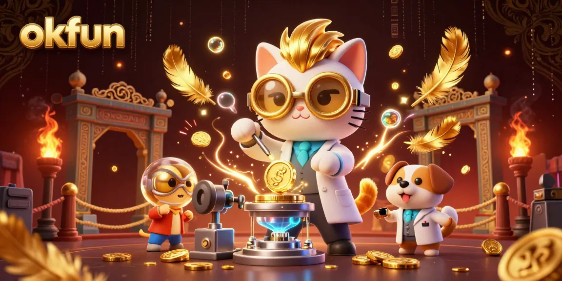 Experience exhilarating gameplay at okfun with a vibrant scene filled with animated characters and casino elements.