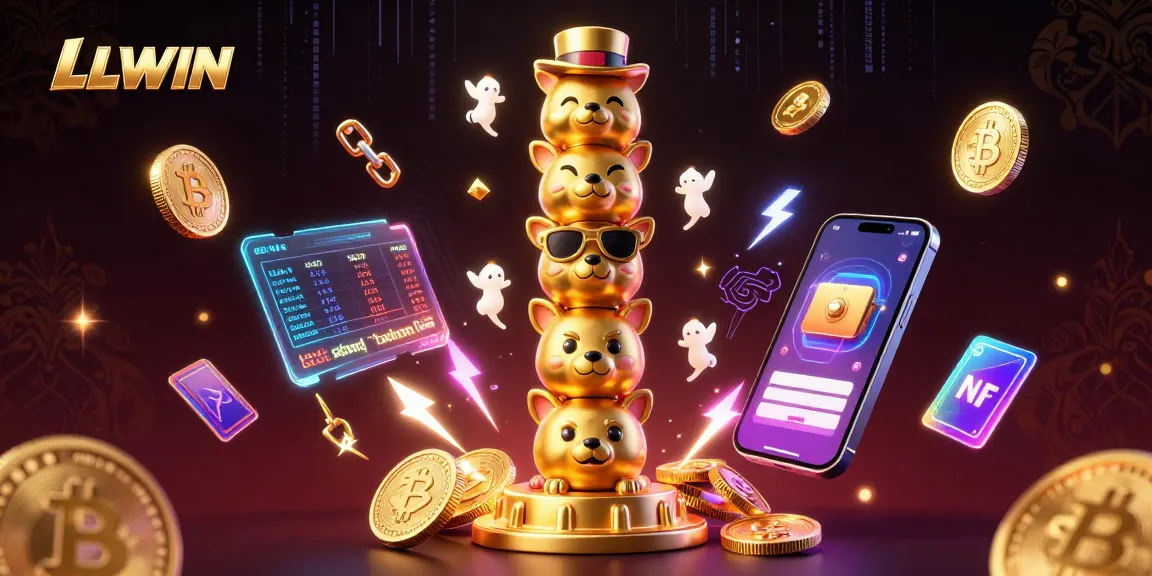 Engage in exhilarating gaming adventures at LLWIN with a vibrant 3D totem and crypto elements.