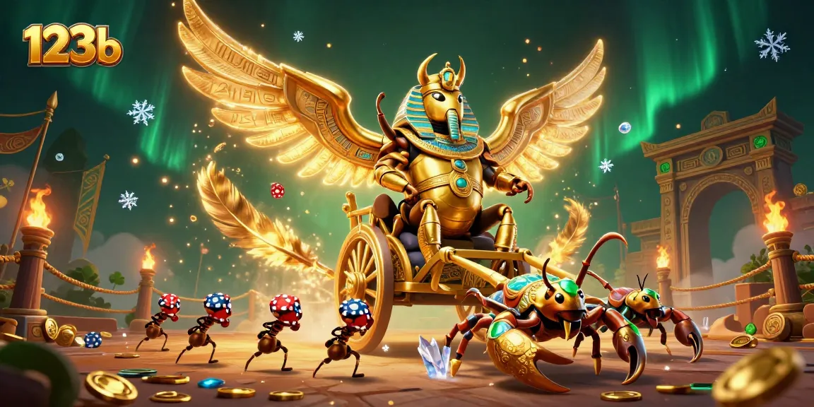 Engage in thrilling action with 123b as the colossal golden scarab wields power in the gambling arena.