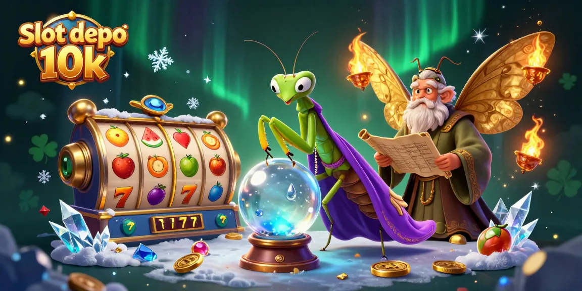 Spin the reels and win big with slot depo 10k, featuring dynamic characters and vibrant casino elements.