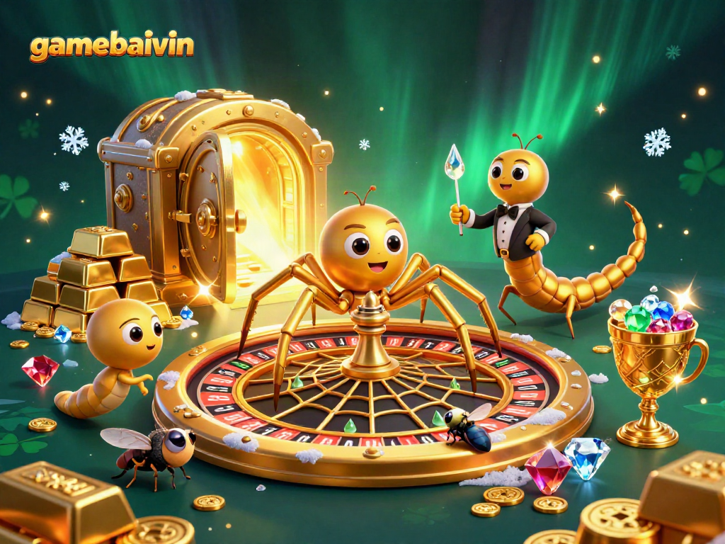 Spin and win with gamebaivin at the vibrant roulette wheel in this lively casino scene.