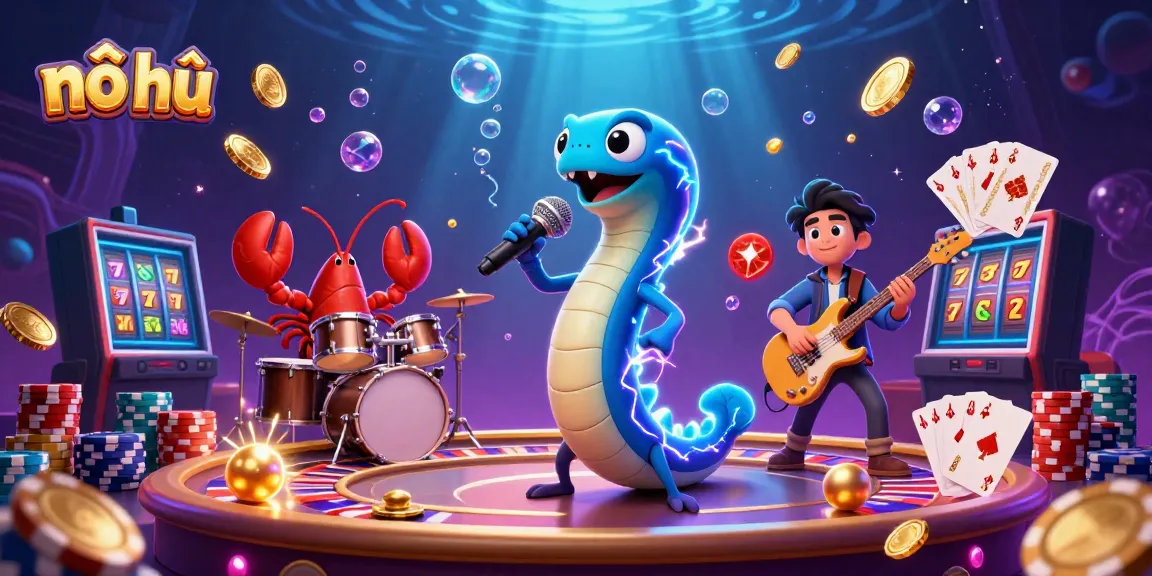Experience nổ hũ excitement with colorful casino characters under the sea, spinning reels, and bright treasures.