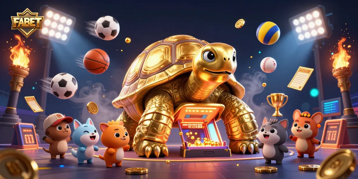 Engage in exciting betting with FABET's vibrant 3D casino world featuring a golden tortoise!