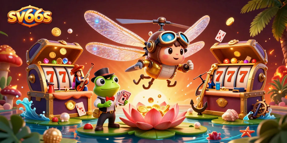 Experience winning with sv66s at a lively lily pad casino featuring a dragonfly pilot.
