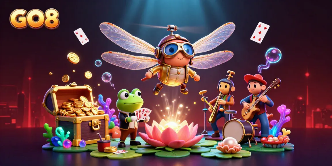 Experience thrilling GO8 adventures with vibrant casino characters in a dynamic underwater scene.