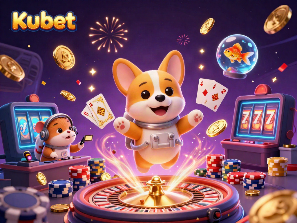 Experience thrilling gameplay at Kubet with a stunning casino-themed scene featuring exciting characters.