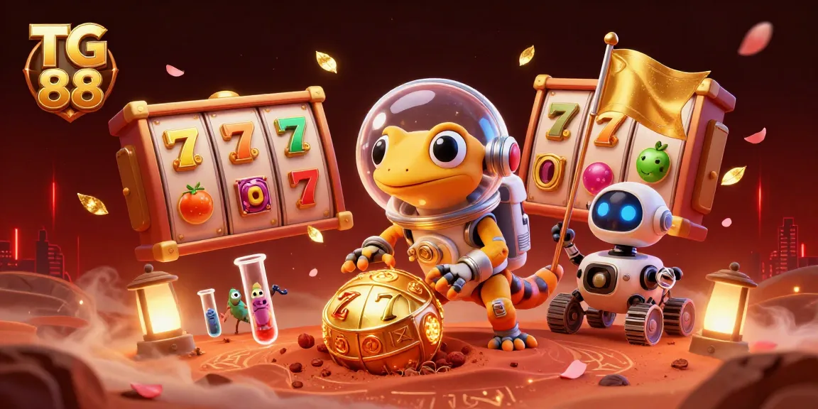 Experience thrilling slot action at TG 88 with vivid visuals of vibrant games and animated characters.