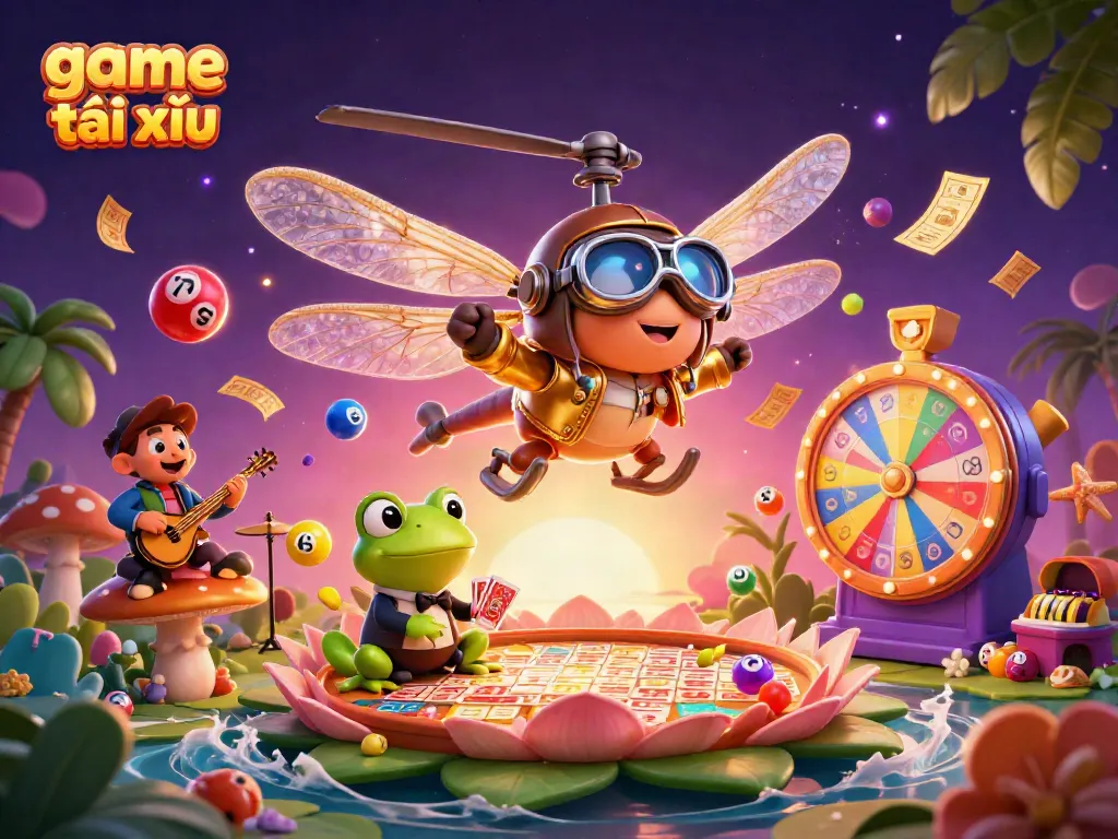Experience the excitement of game tài xỉu in this vibrant casino illustration with dynamic elements.