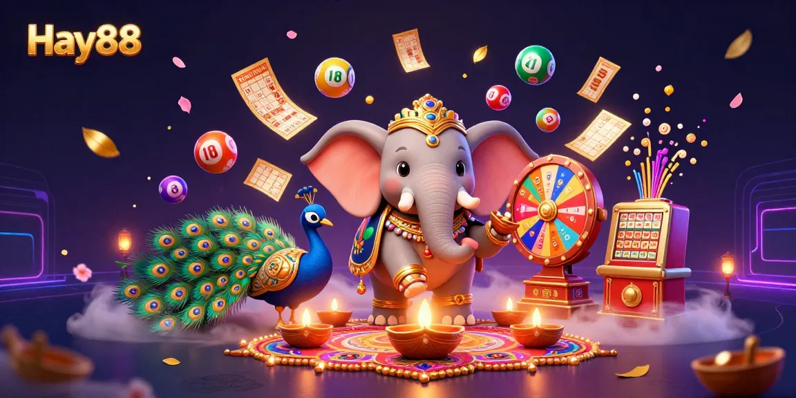Experience gaming excitement at Hay88 with vibrant lottery elements and festive characters.