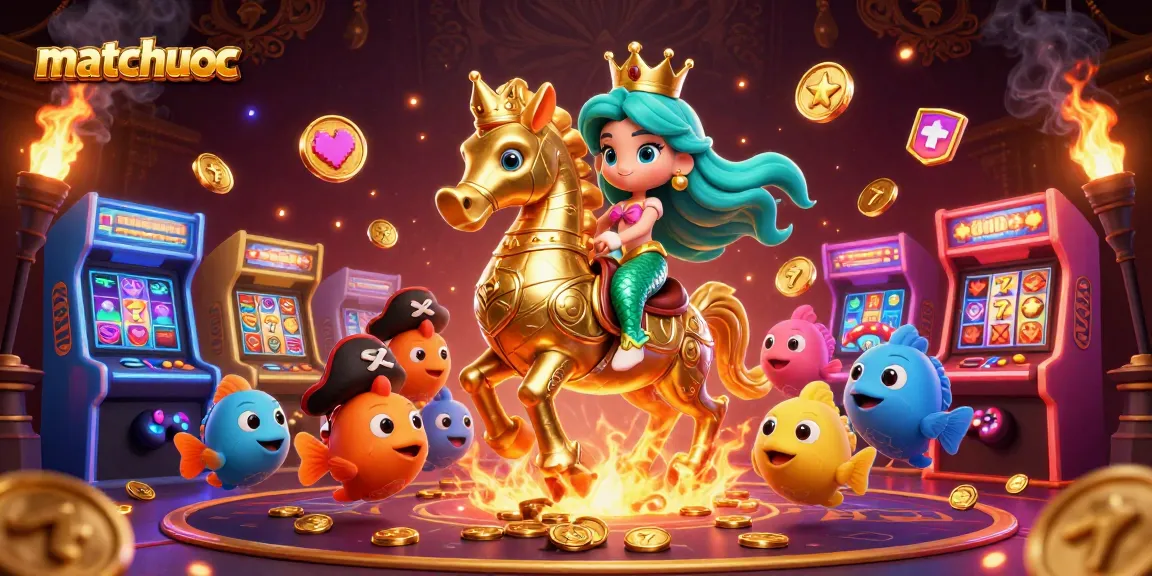 Experience matchuoc's vibrant slot-themed adventure with mermaids and arcade elements!