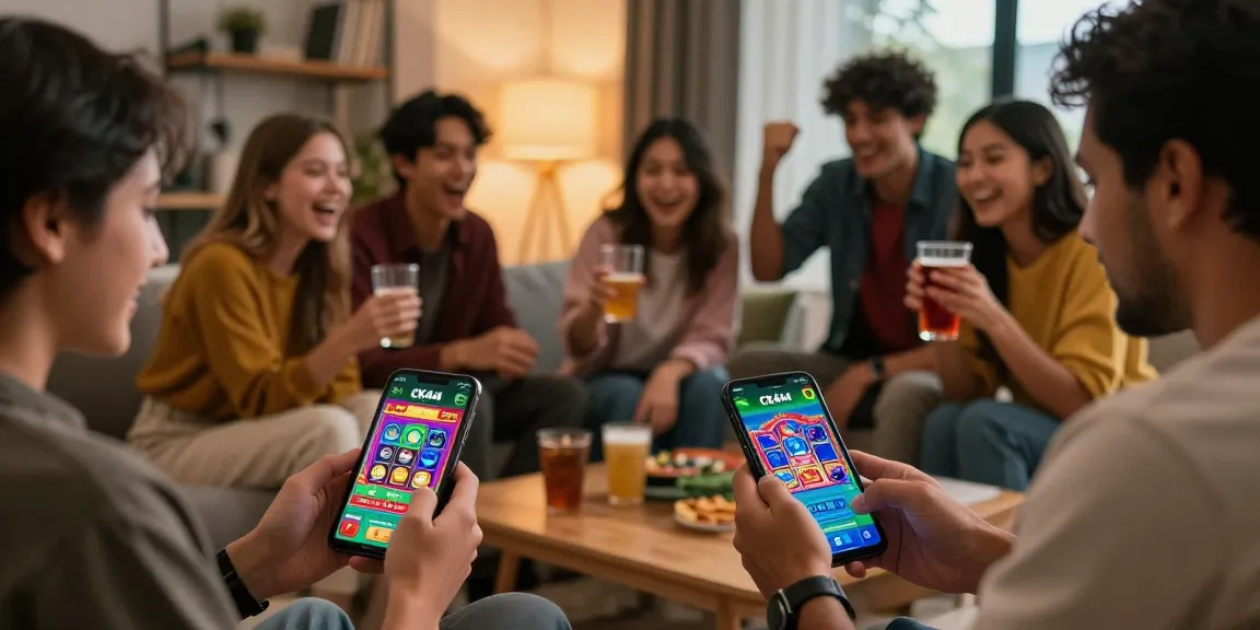 Users enjoying CK444 online casino in a vibrant setting with mobile devices.