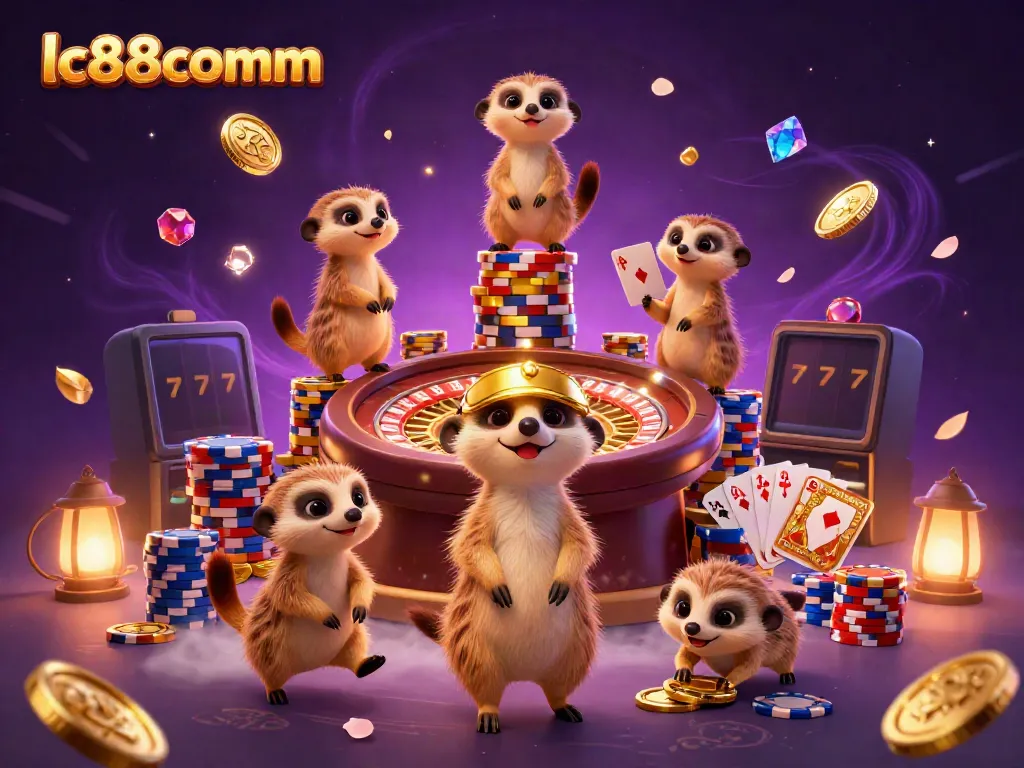 Experience exhilarating gameplay at lc88comm with lively meerkats managing a bustling casino environment.