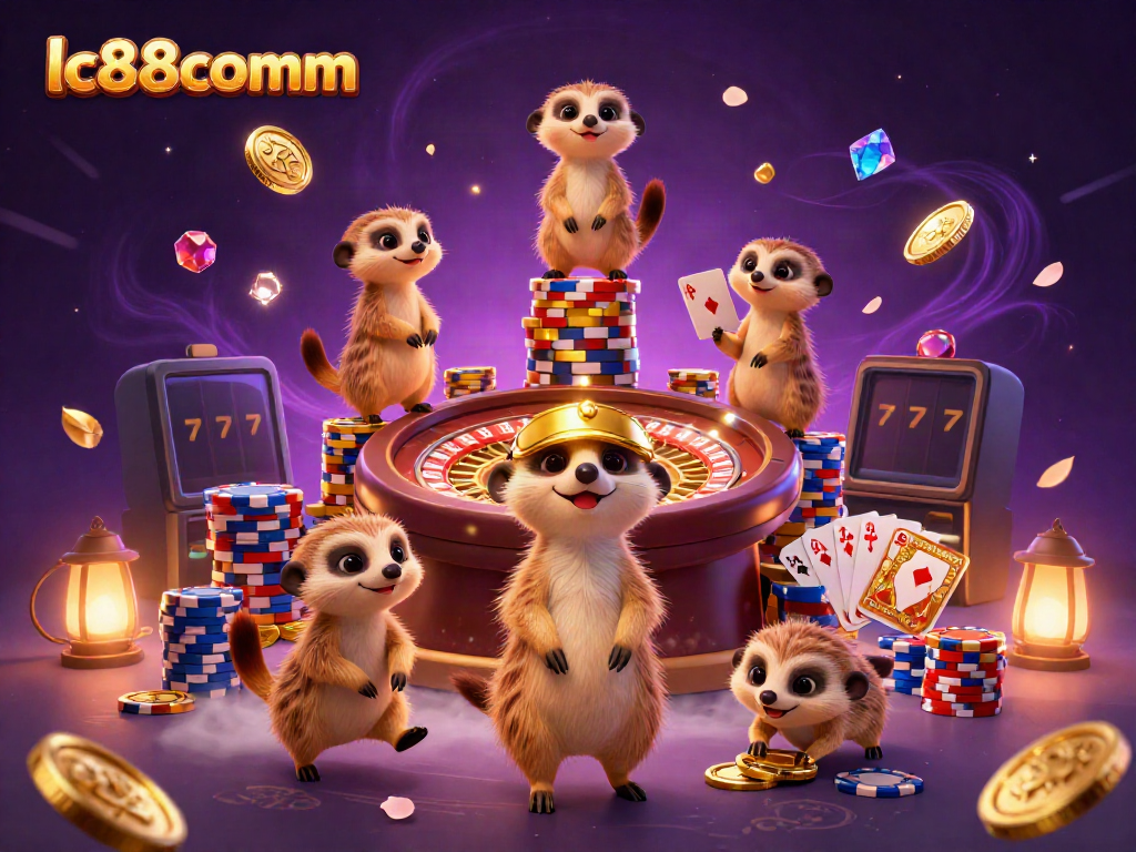 Experience exhilarating gameplay at lc88comm with lively meerkats managing a bustling casino environment.