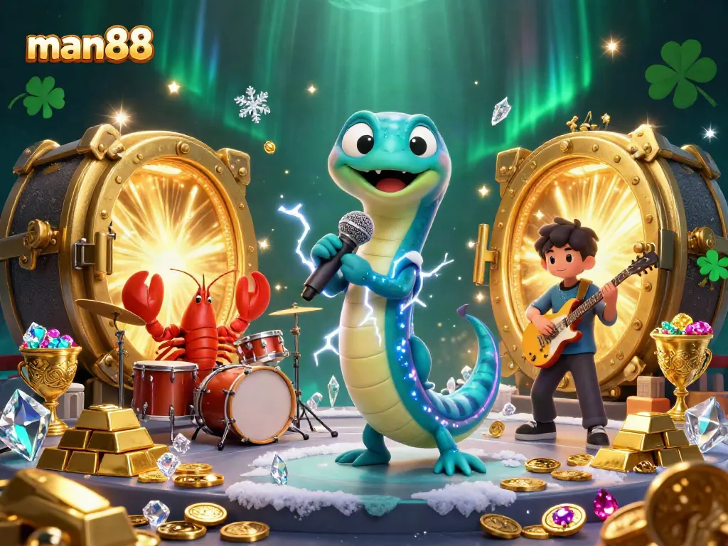 Experience the excitement of man88 with a vibrant underwater casino scene featuring enchanting characters and dazzling treasures.