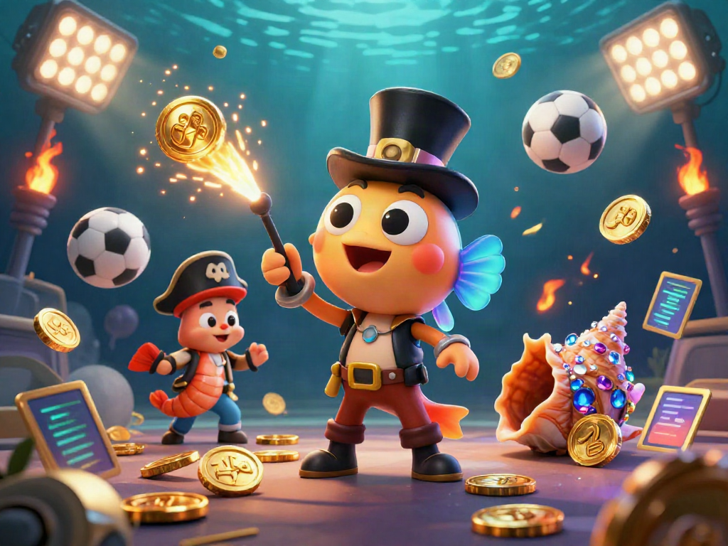 Experience the thrill of LX88 with aquatic characters winning gold coins in a vibrant casino atmosphere.