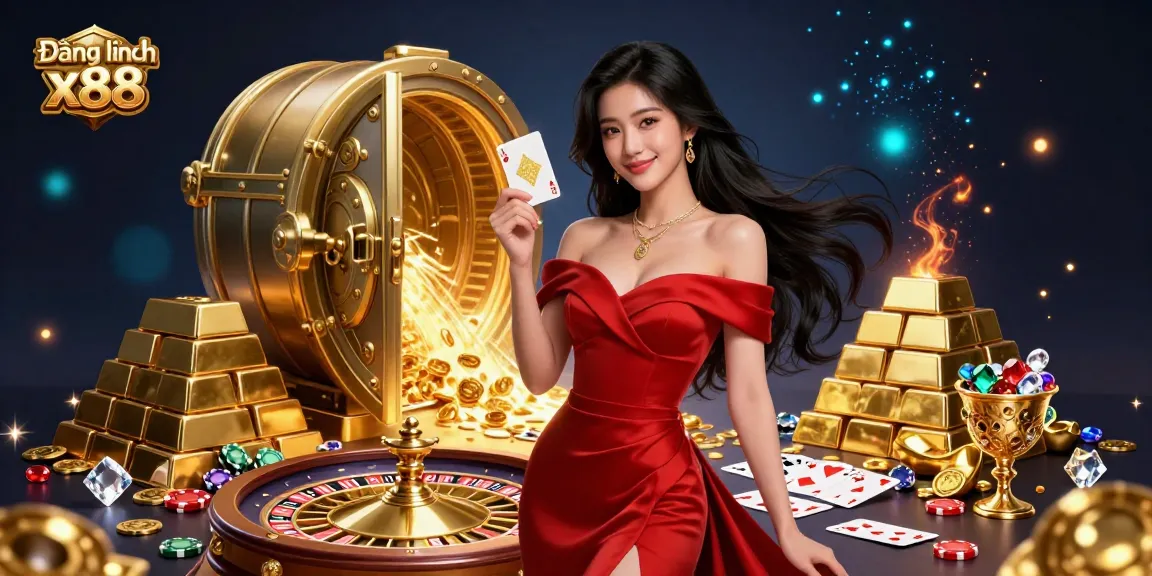 Engage with Đăng nhập x88 while enjoying stunning gold and jewel-studded casino elements.