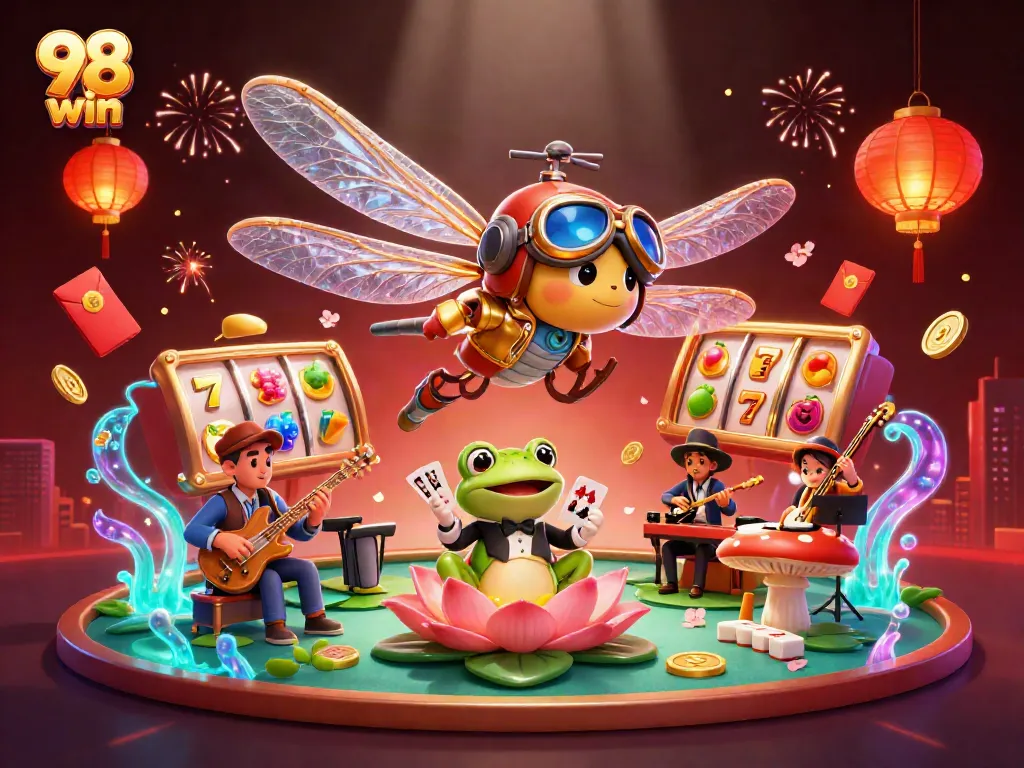 Play at 98 win casino with vibrant characters and rich gaming elements for a thrilling experience.