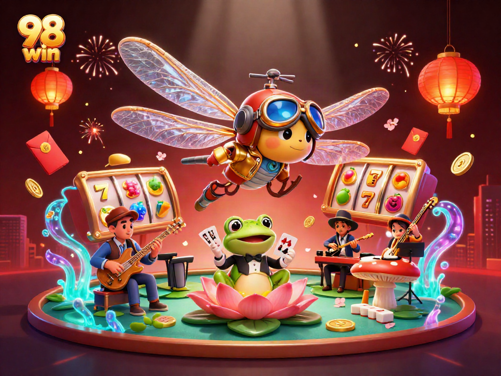 Play at 98 win casino with vibrant characters and rich gaming elements for a thrilling experience.