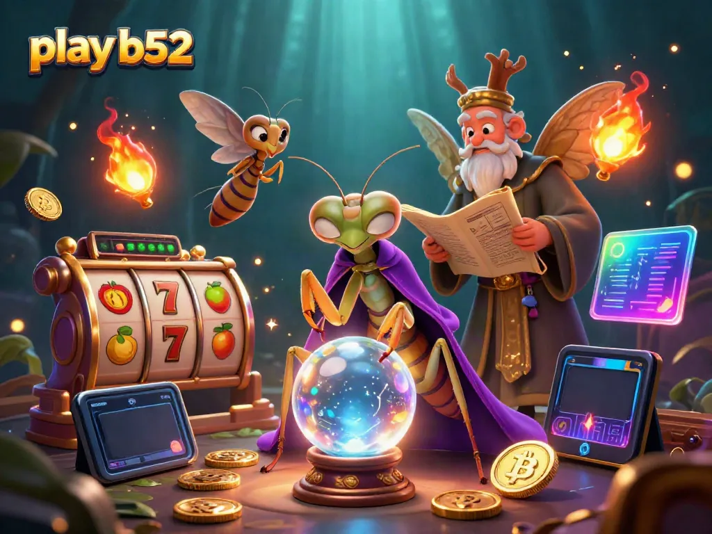 Play B52 slots while enjoying an immersive 3D fortune-telling experience with vibrant game elements.