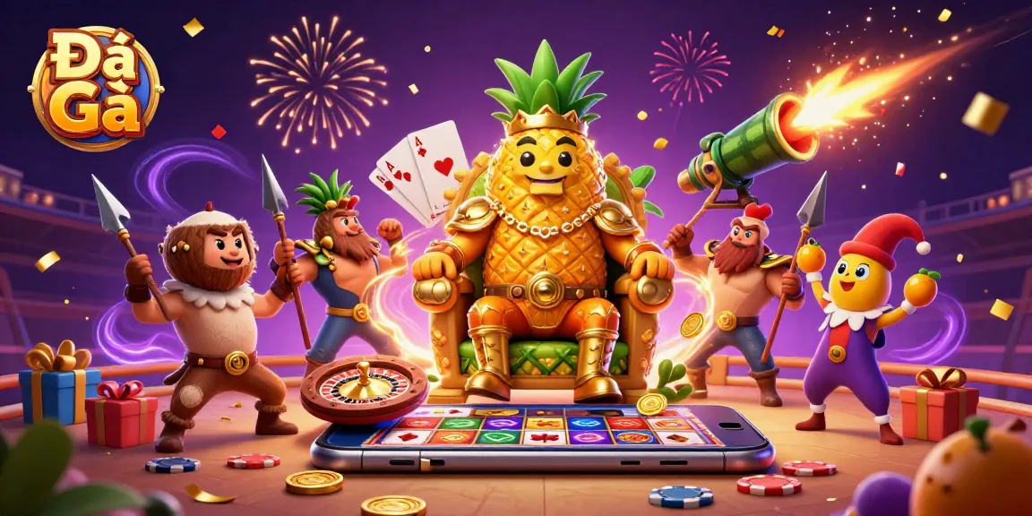Engage in Đá Gà with a vibrant 3D illustration showcasing a dynamic cockfighting scene full of festive elements.