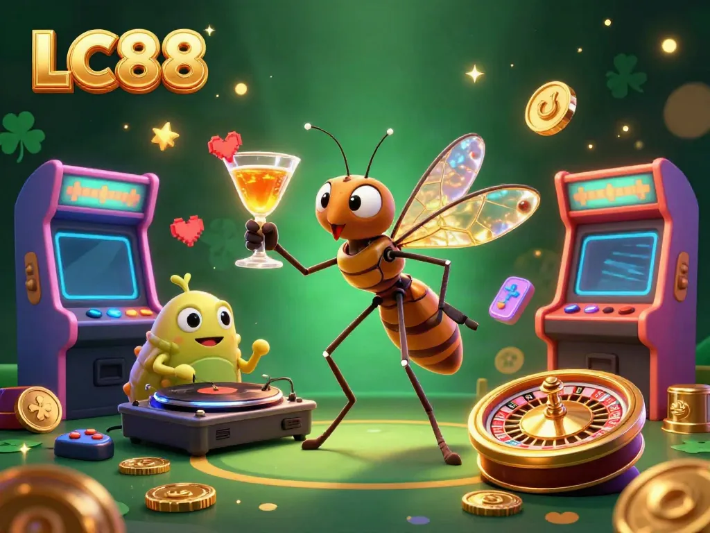 Spin the golden roulette wheel with LC88 characters in a vibrant casino scene.