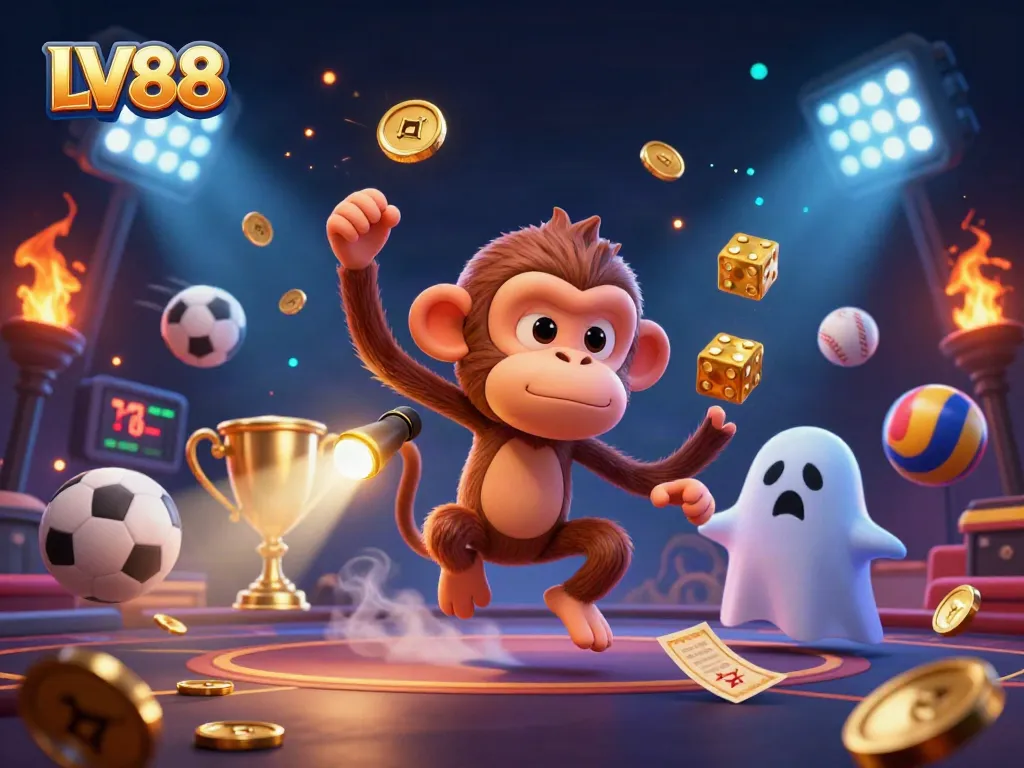 Experience thrilling gaming adventures with LV88 featuring playful ghostly characters and dynamic sports elements.