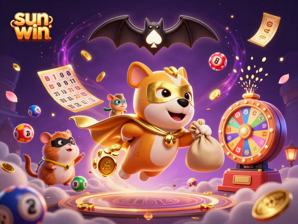 sun win offers exciting gaming adventures with colorful lottery balls and gold coins raining down