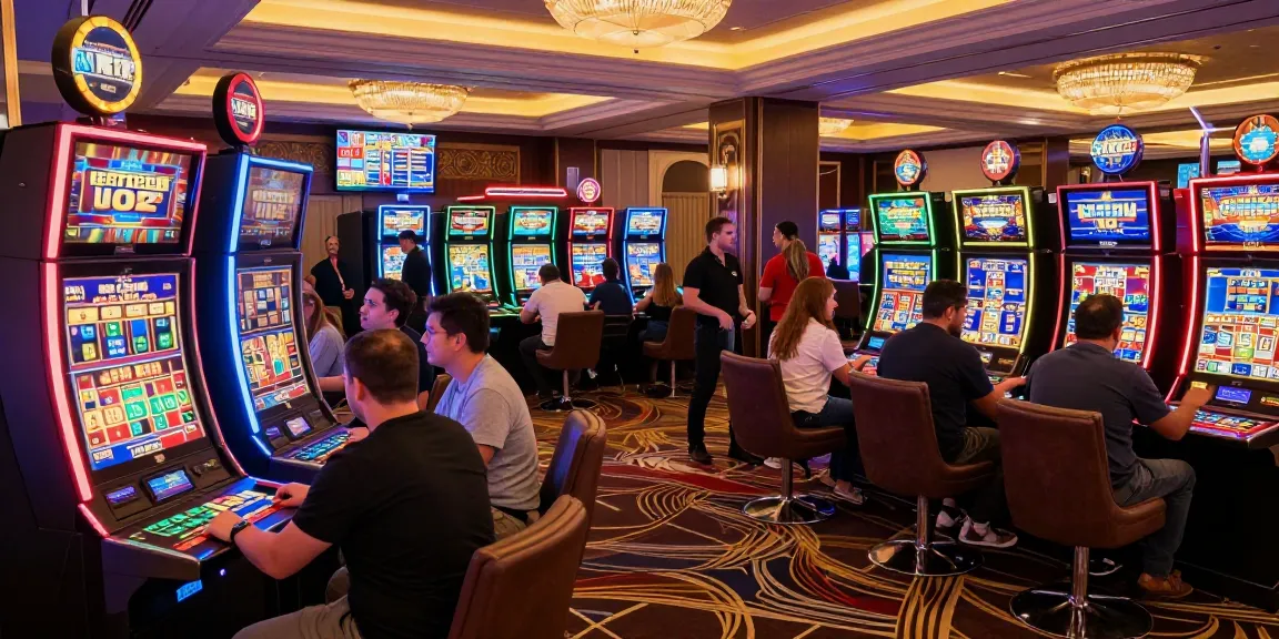 Engaging casino atmosphere with players enjoying games, reading thêm for insights on KK55 platform.