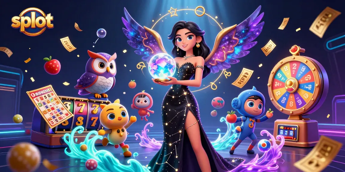 Slot reels and lucky 7s spin with a mystical woman in a glowing casino scene.