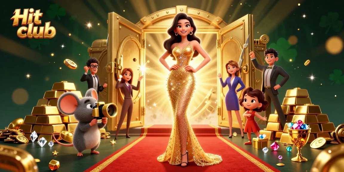 Win big at Hit club with this stunning online casino adventure illustration showcasing dynamic gameplay elements.