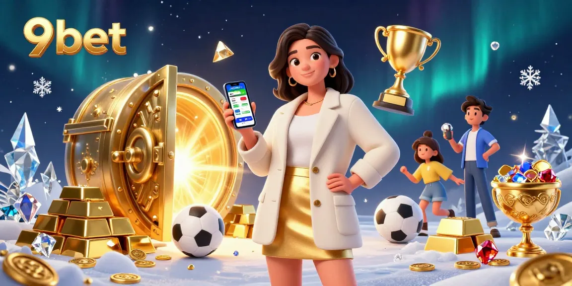 Engage with 9bet's sports betting app in a vibrant, dynamic 3D visual showcasing excitement and interaction.