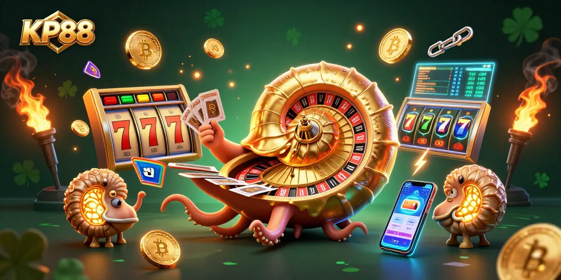 Engage with KP88's thrilling casino world featuring vibrant 3D characters and dynamic elements.