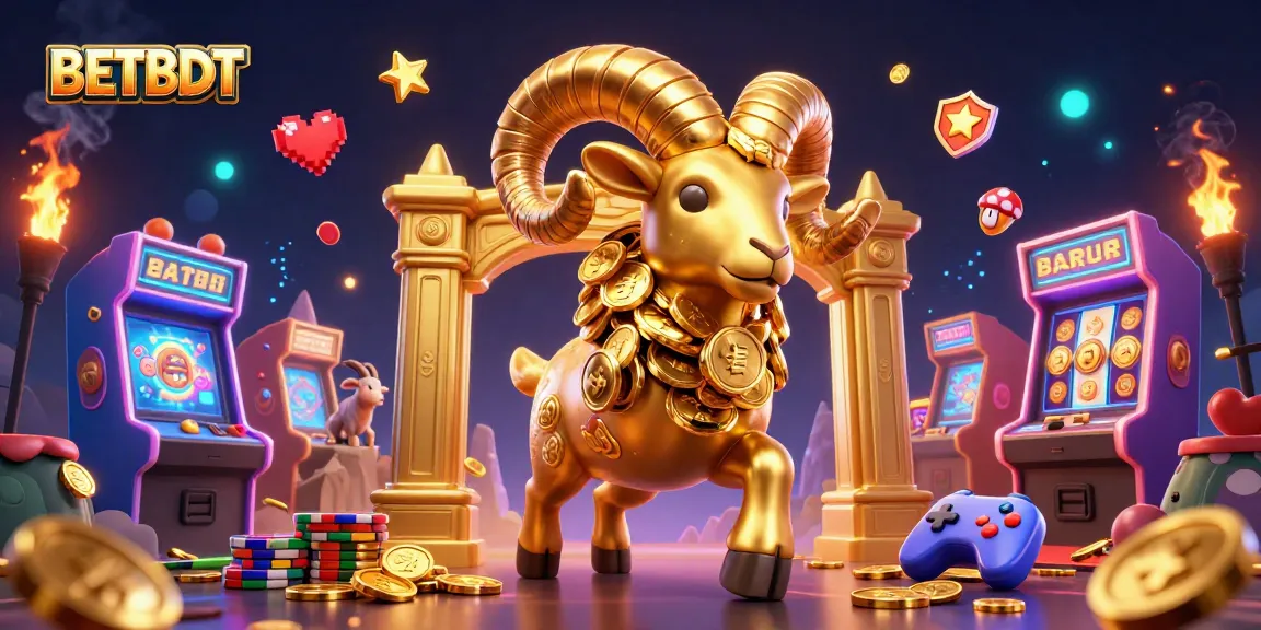 Experience the thrill of BETBDT as the golden ram charges through vivid casino imagery with sparkling elements.