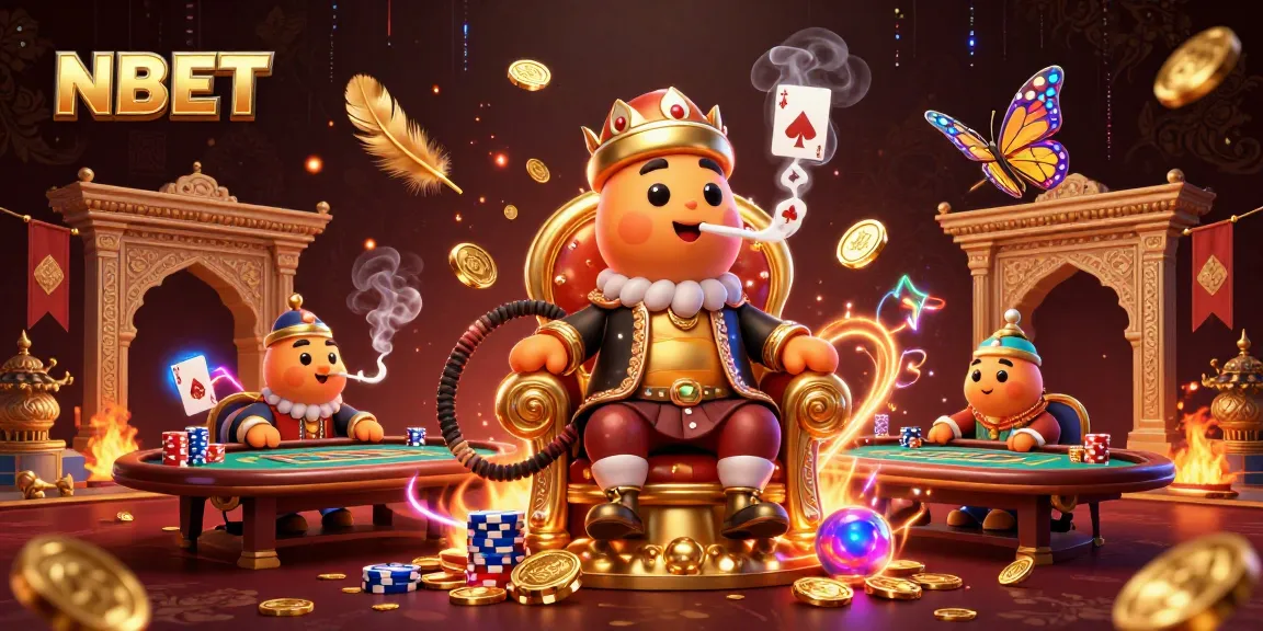 Play poker with NBET-inspired characters depicted in a vibrant 3D casino scene.