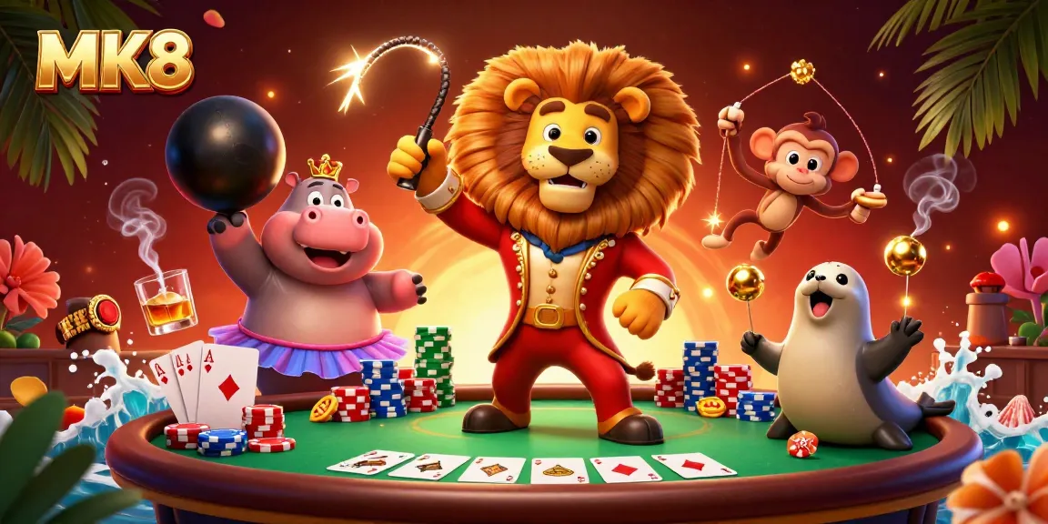 Engage in exhilarating gameplay at MK8's lively online casino, featuring dynamic characters and vibrant gambling elements.