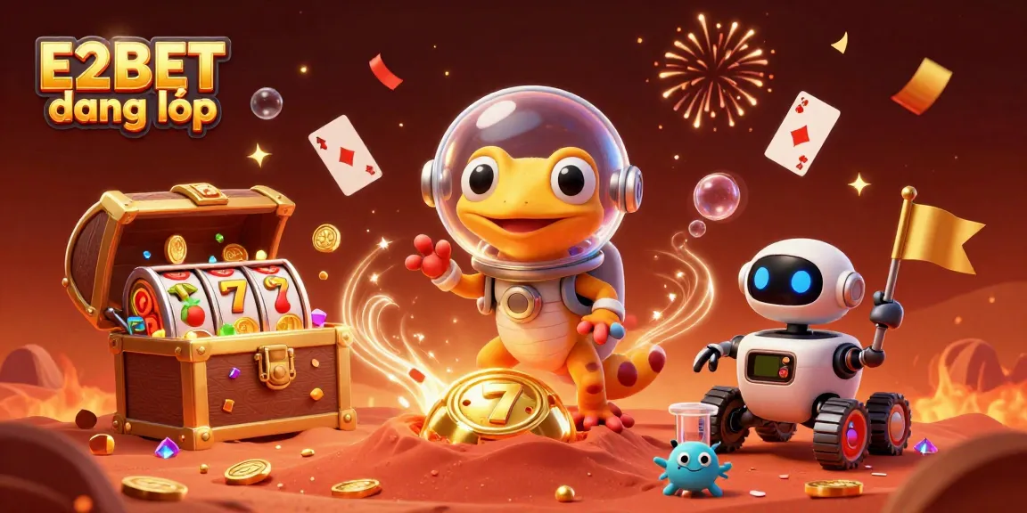 Engage in thrilling E2BET đăng nhập with a vibrant casino fantasy scene featuring a Martian gecko.
