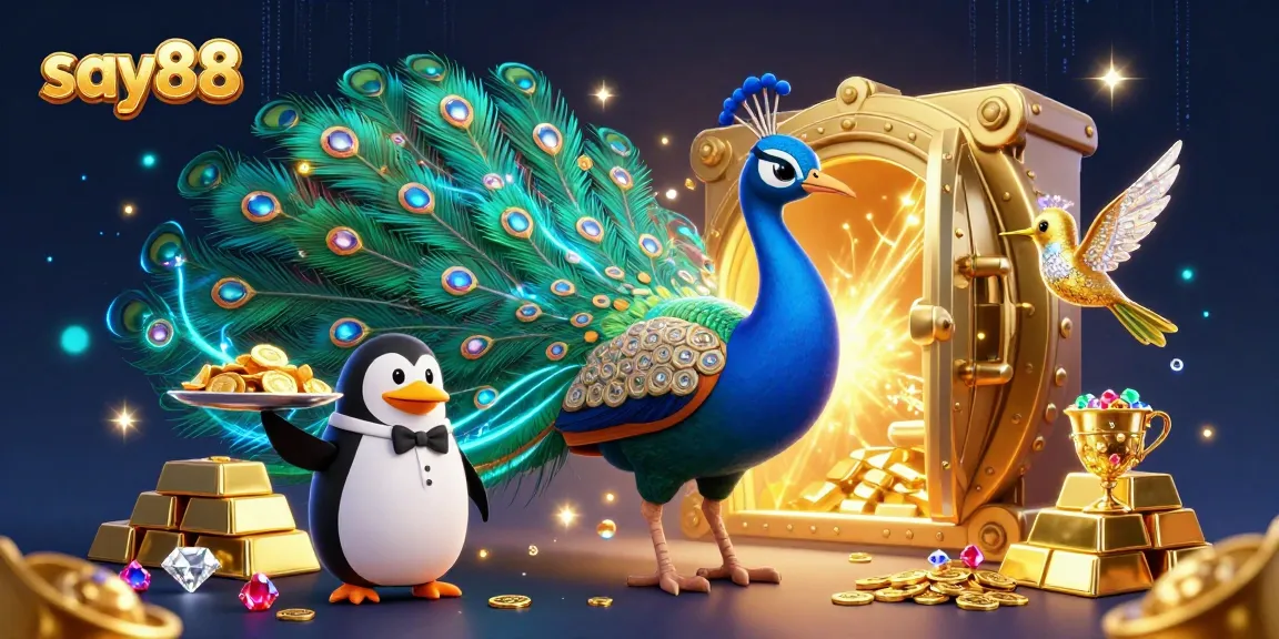 Engage with say88 by discovering vibrant casino treasures in an elegant setting filled with golden chips and gems.