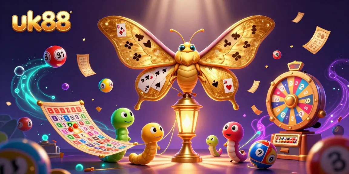 Unleash creativity with uk88's colorful lottery balls and vibrant casino scenes in a dynamic 3D illustration.