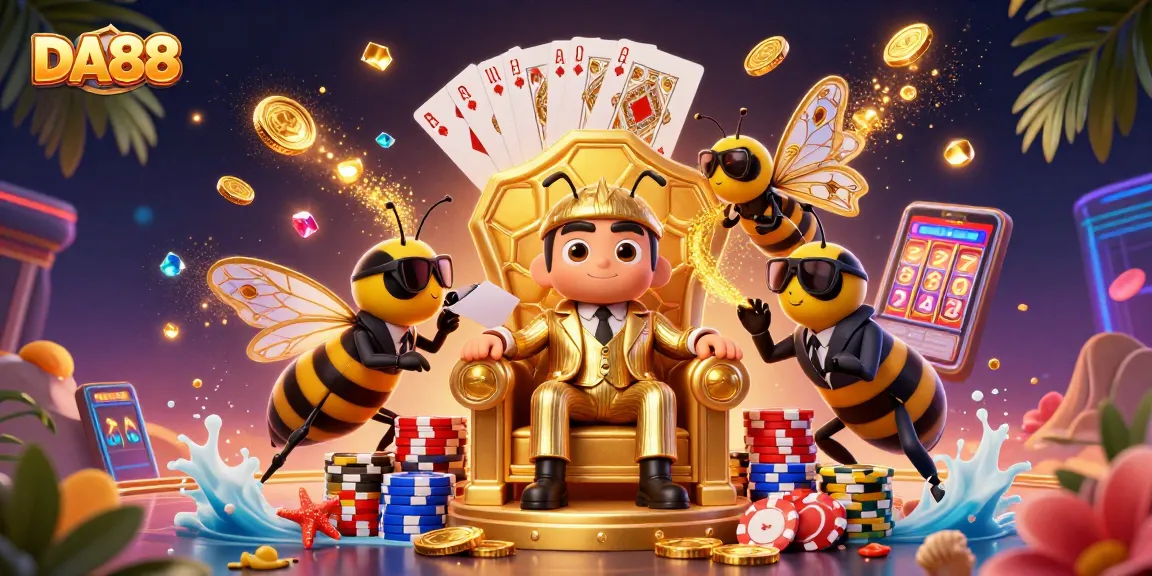 Experience the thrilling DA88 slots gameplay with vibrant, dynamic casino elements and animated characters.