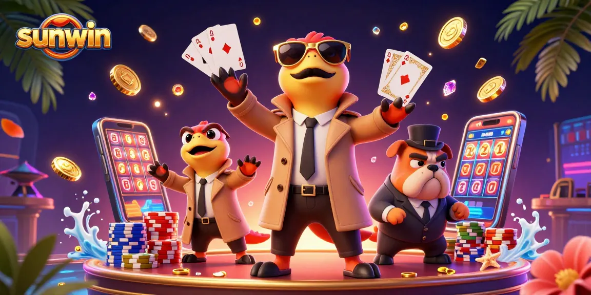 Experience thrilling fun with Sunwin's extraordinary casino offerings in a vibrant, animated setting.