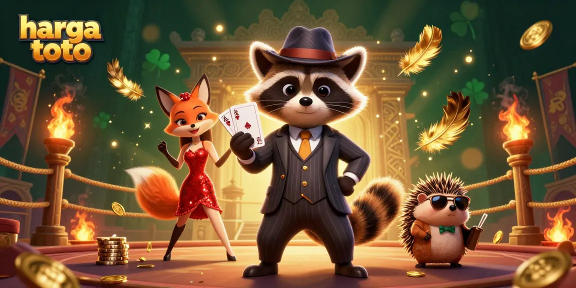 Experience winning excitement at harga toto with vibrant characters amidst gold coins and gambling elements.