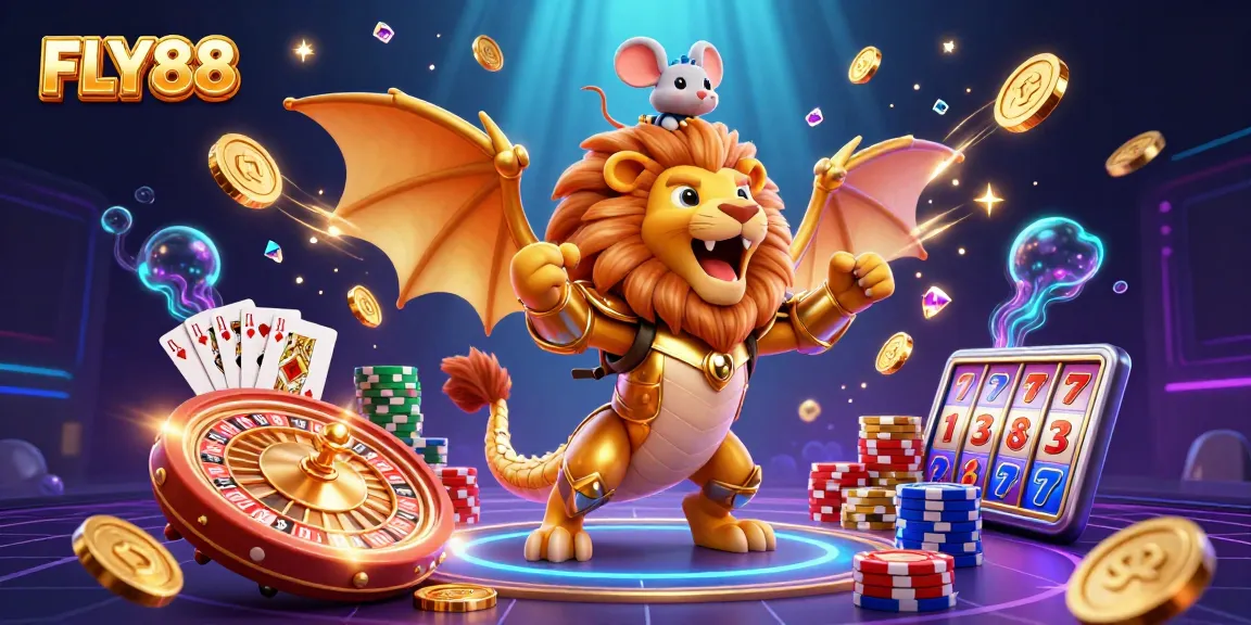 Experience excitement at FLY88 with thrilling games, golden coins, and action-packed casino elements.