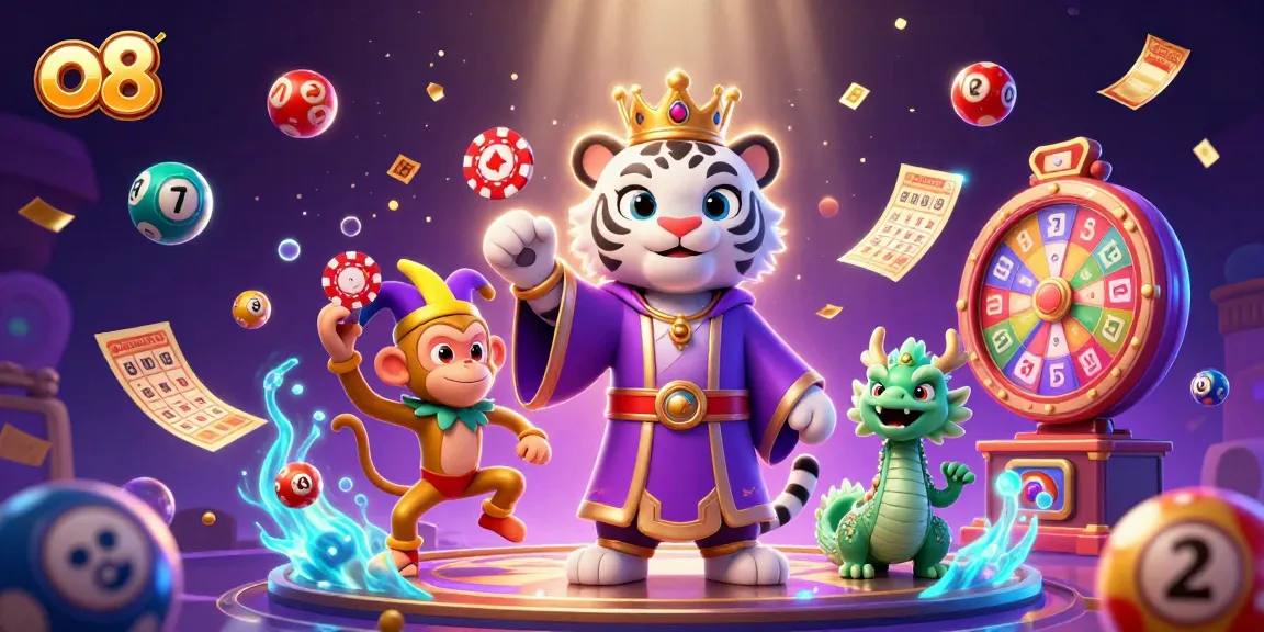Experience the thrill of winning with o8's vibrant casino scene featuring lottery elements.