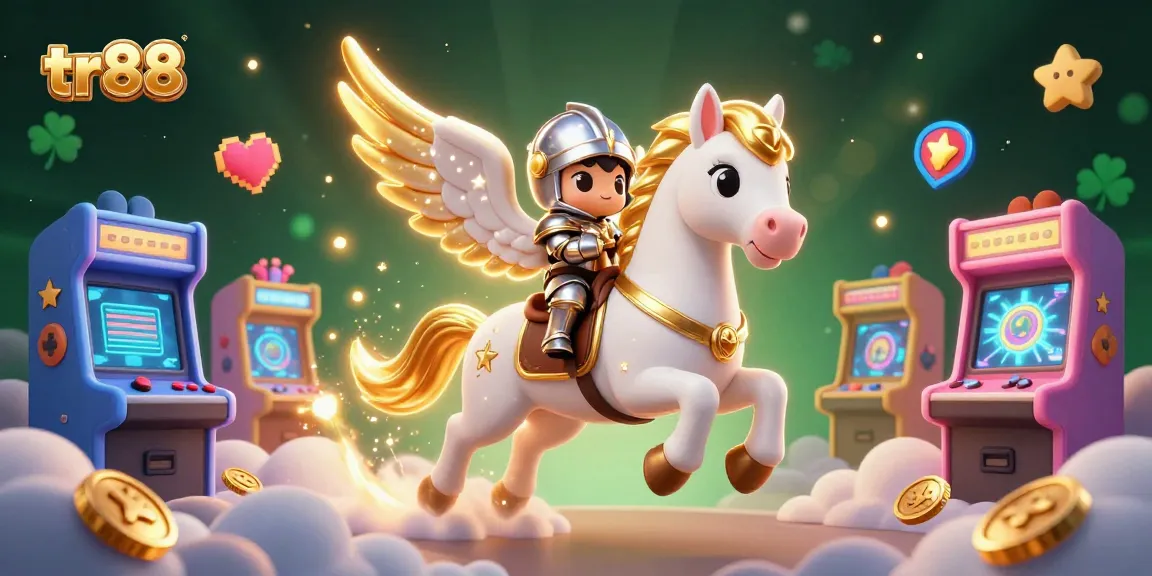 Players explore the exciting casino world of tr88 with a 3D knight and celestial horse.